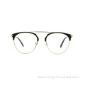 2021 Fashion Women Metal Acetate Half Rimless Optical Glasses